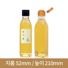 유리병 사각투명300ml 대캡 (A) 48개