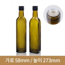 (이중오일스크류캡)유리병 올리브사각오일 500ml(A) 35개