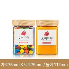 [수공예나무캡]사각쨈페트보틀 350ml(A) 70파이 150개