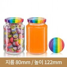 (무지개마개)유리병 과일청병 (SALE)과립490g(A) 70파이 40개