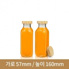 (대나무 우드마개)유리병 우유병 (SALE)사각쥬스유리병 300ml 38파이 (A) 40개